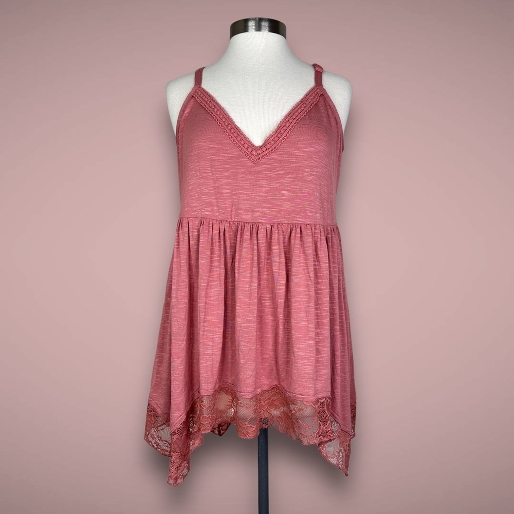 torrid Dusty Rose Lace-Hem V-Neck Cami